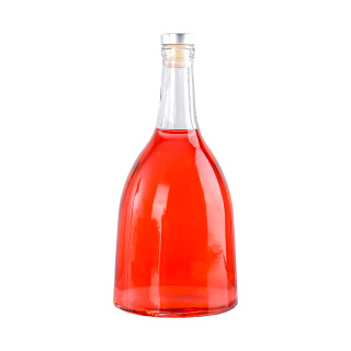 Bouteille de vin scellée en verre transparent de 13 oz avec bouchon en polymère