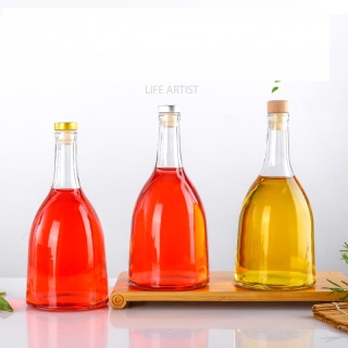 13oz Transparent Glass Sealed Wine Bottle With Polymer Stopper