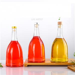 Bouteille de vin scellée en verre transparent de 13 oz avec bouchon en polymère