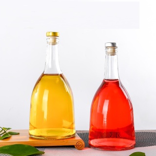 Bouteille de vin scellée en verre transparent de 13 oz avec bouchon en polymère