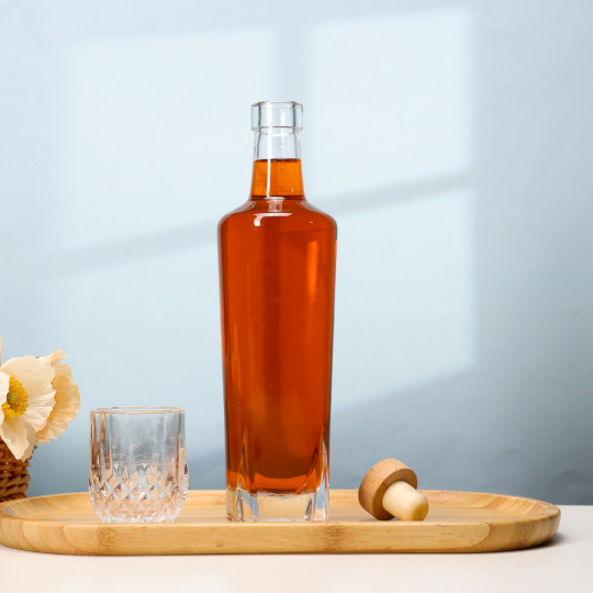 Fancy Brandy Tequila 375ml Bottiglia di liquore in vetro dalla forma unica con tappo in legno