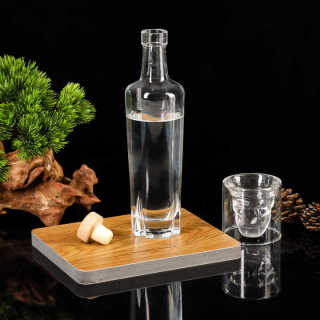 Bouteille de liqueur en verre de forme unique avec bouchon en bois, 375 ml, Fancy Brandy Tequila