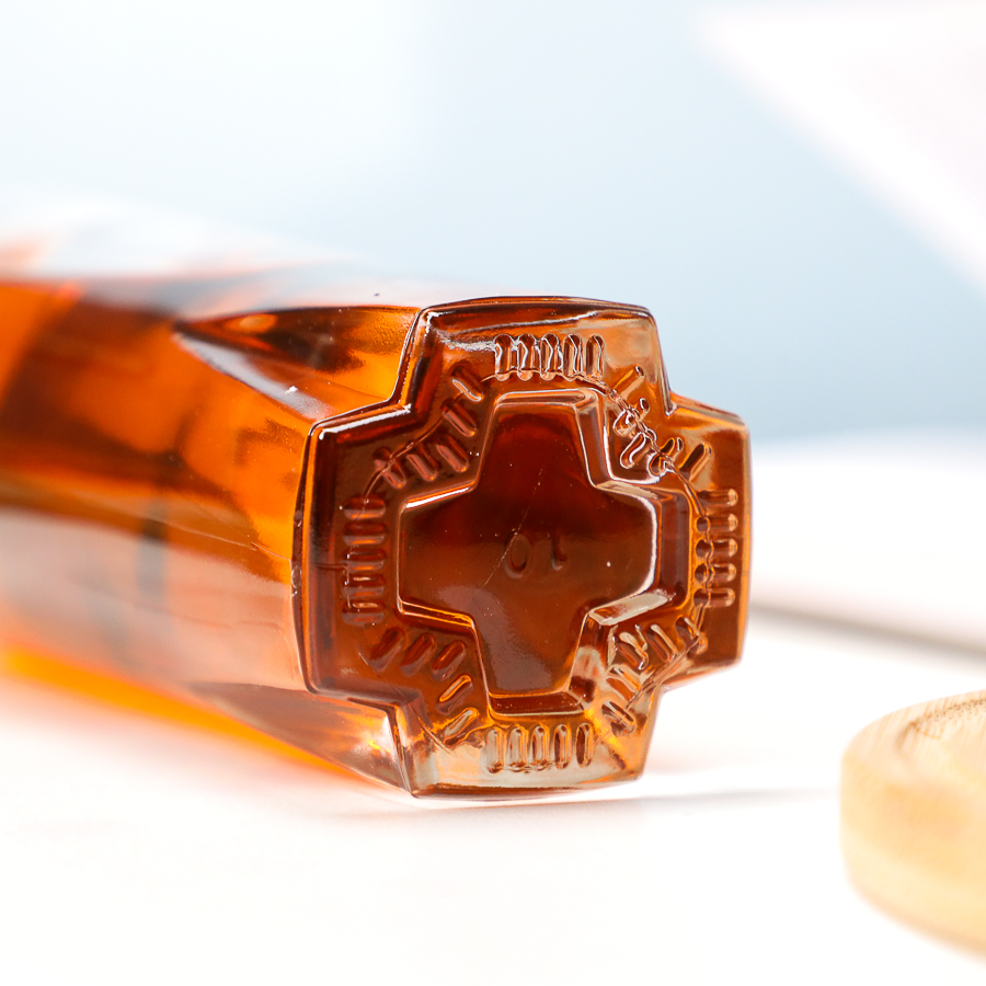 Botol Minuman Keras Kaca Berbentuk Unik 375ml dengan Tutup Kayu untuk Brandy Tequila Mewah
