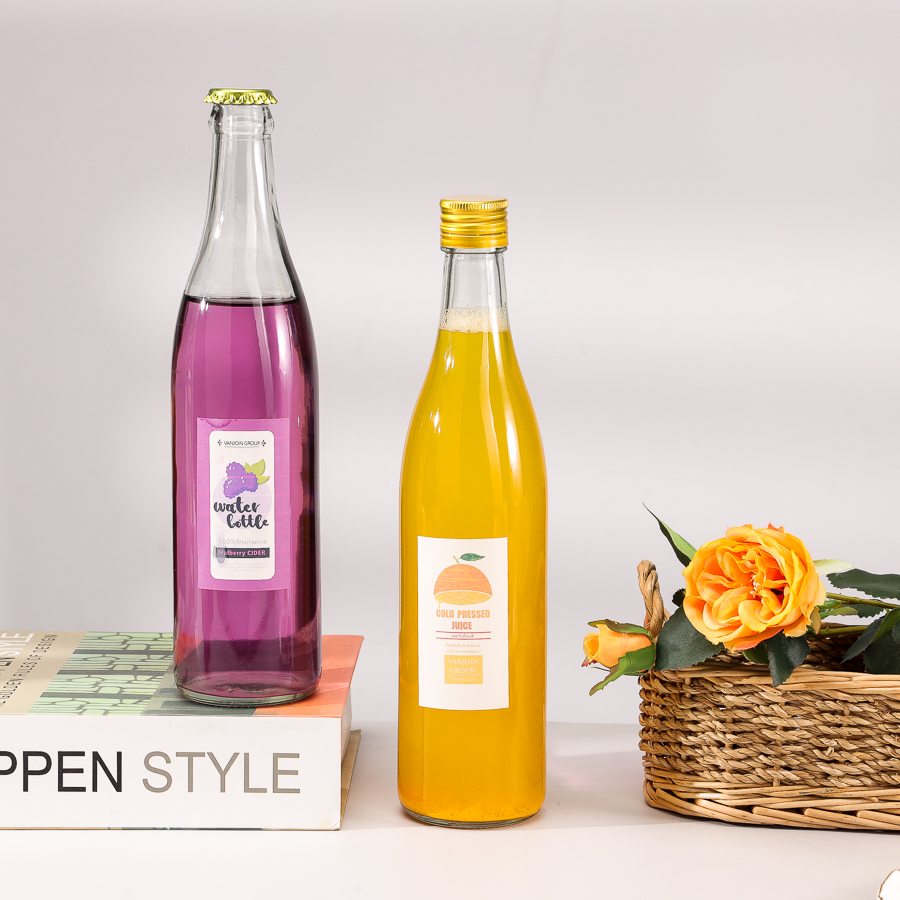 Botellas de vino para bebidas alcohólicas de vidrio transparente carbonatado de 520 ml populares
