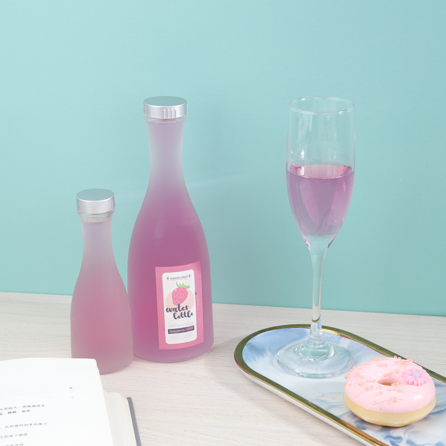 Botol Kaca Koktail Sake/Minuman Keras Buram 100 250 375 500ml dengan Tutup Sekrup Plastik