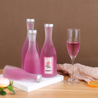 Frosted 100 250 375 500ml Cocktail Sake_Liquor Glass Bottles With Plastic Screw Lid