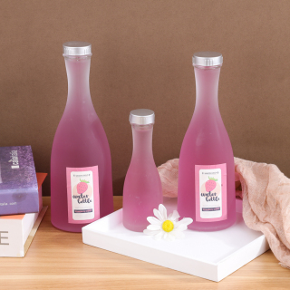 Frosted 100 250 375 500ml Cocktail Sake_Liquor Glass Bottles With Plastic Screw Lid