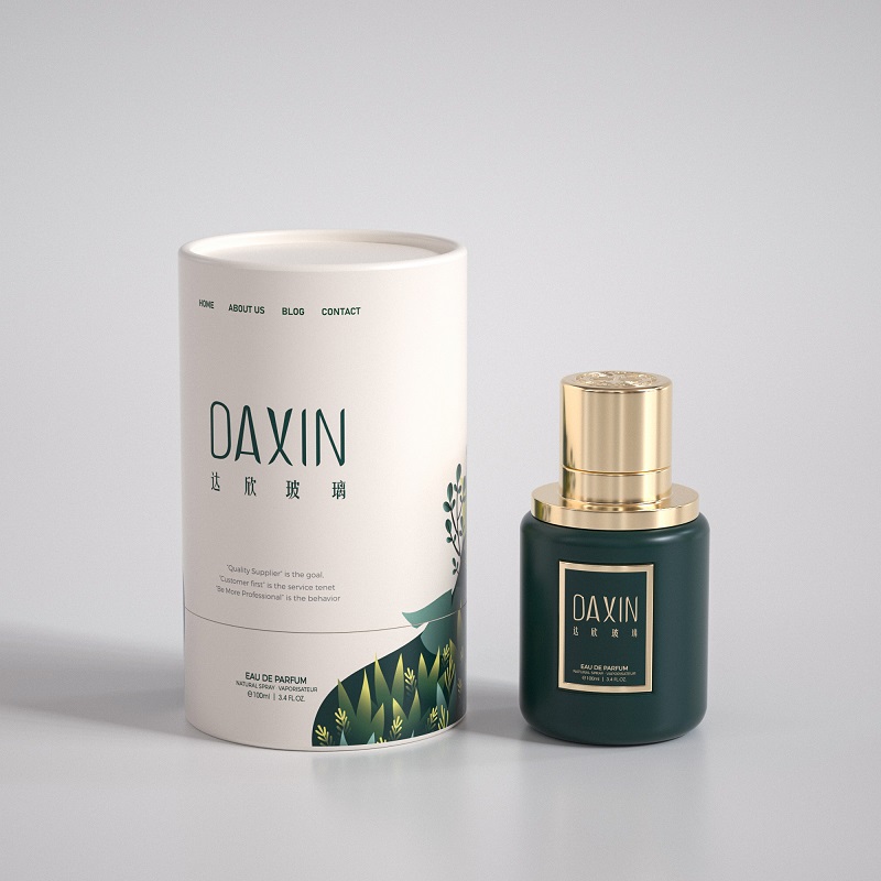 Confezione di profumo cilindrica di lusso in vetro da 100 ml con scatola di imballaggio