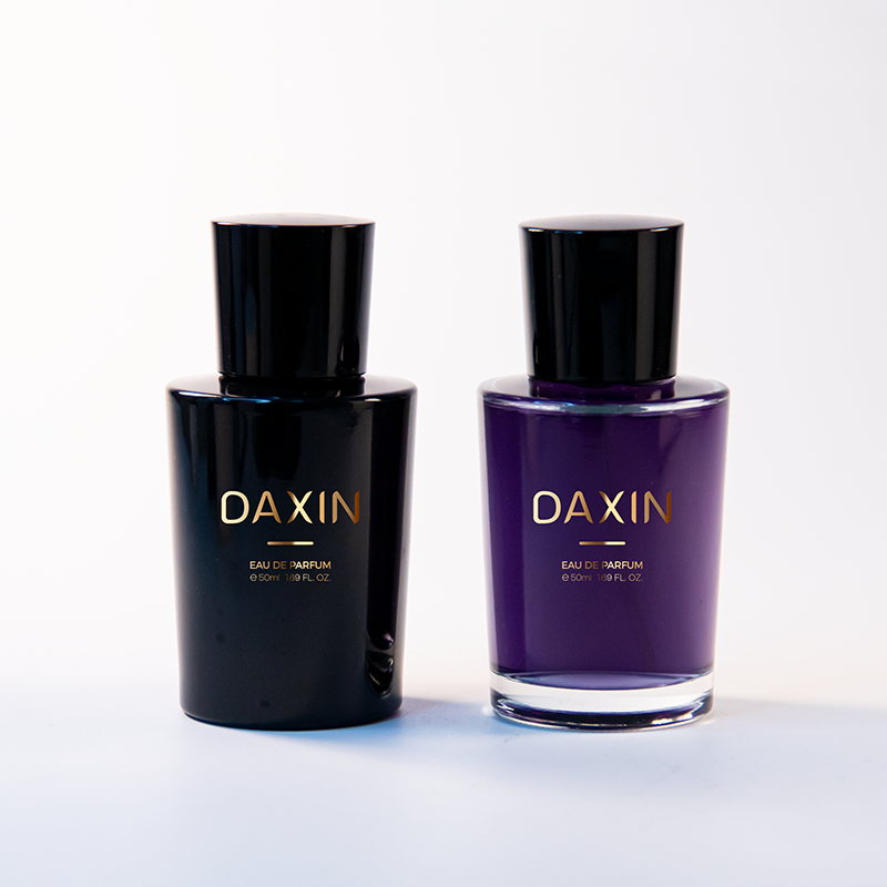 Botol Parfum Desainer Mewah OEM 50ml, Botol Parfum Kosong Kaca Hitam Unik untuk Isi Ulang