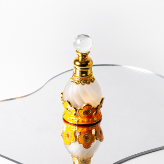 Botol Parfum Minyak Esensial Arab Paduan Logam Emas Desain Bunga 15ml