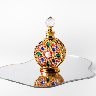 Flaconi di profumo Attar in vetro con olio essenziale in metallo, in stile arabo di Dubai, da 12 ml, con bastoncino di vetro