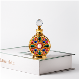 Flaconi di profumo Attar in vetro con olio essenziale in metallo, in stile arabo di Dubai, da 12 ml, con bastoncino di vetro