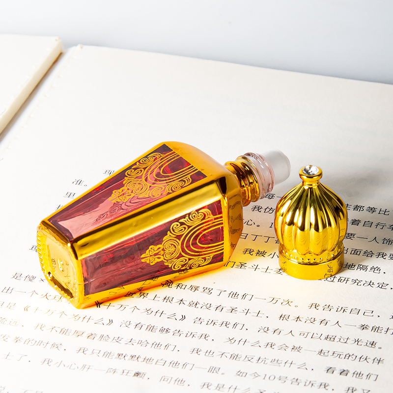 Botol Kaca Portabel 10ml dengan Lapisan Emas untuk Sampel Parfum Minyak Esensial dan Bola.