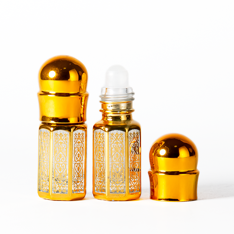 Timur Tengah Bergaya 3ml 6ml 12ml Roller Ball Botol Minyak Wangi Kaca Roll on Attar Botol dengan Roll Ball
