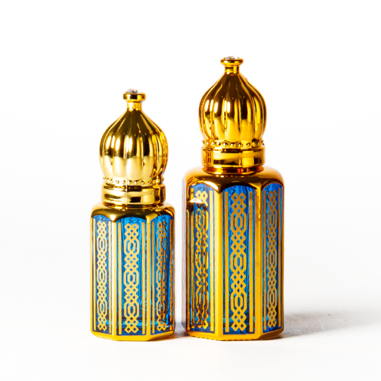 Flacone roll-on personalizzato per oli essenziali, flacone in vetro blu Carbolt da 3 ml con rullo per Attar