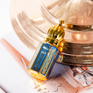 Botol Rol Minyak Esensial Kustom 3ml Botol Kaca Biru Carbolt dengan Rol untuk Attar