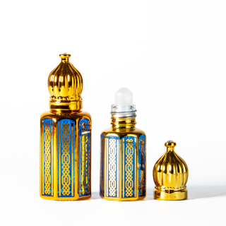 Botol Rol Minyak Esensial Kustom 3ml Botol Kaca Biru Carbolt dengan Rol untuk Attar