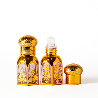 Botol Kaca Roll-on Minyak Esensial Heksagonal Arab Mewah 3ml 6ml Lapisan UV 12ml