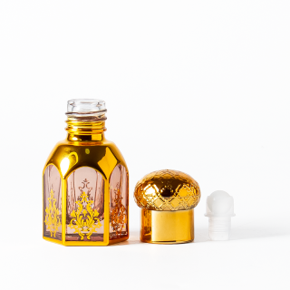 Botol Kaca Roll-on Minyak Esensial Heksagonal Arab Mewah 3ml 6ml Lapisan UV 12ml
