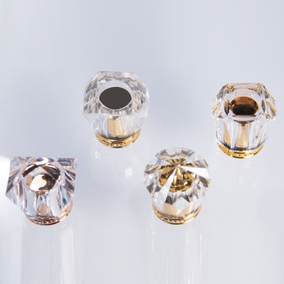 Tutup Botol Parfum Mewah Logo Kustom FEA 15mm Plastik Akrilik PP UV Parfum Tutup