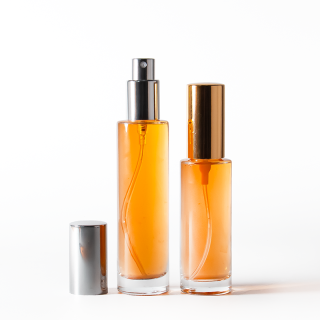 Botol Kaca Parfum Bulat Silinder Desain Kustom 30ml, 50ml, 100ml dengan Tutup Emas Perak