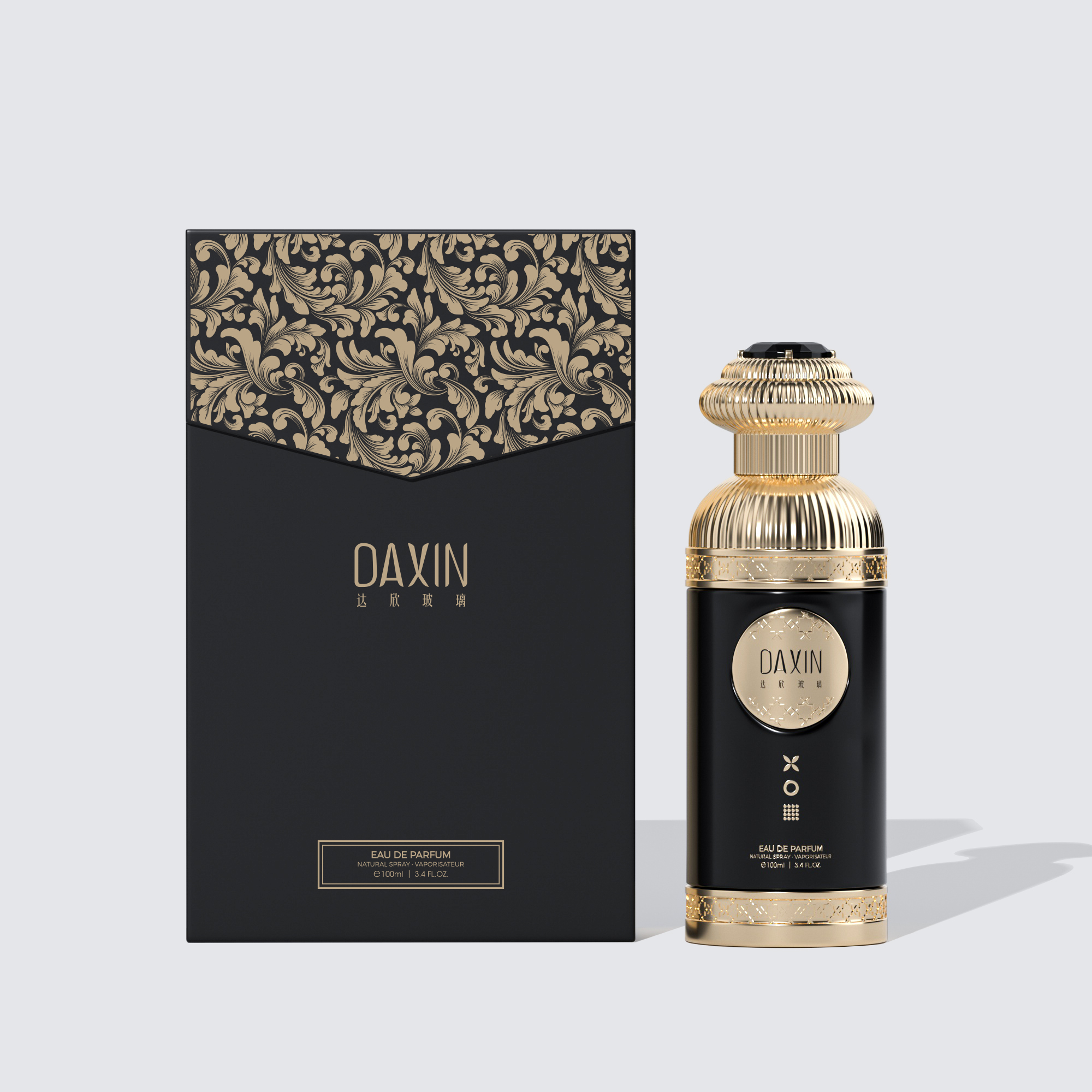 Cylinder Glass Bottle Vendors Black Crimp Perfume Cologne Bottles 30ml 100ml 50ml with Flip Box