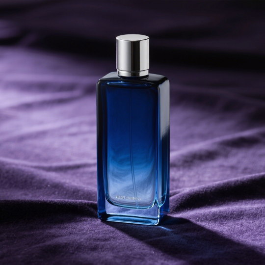 Flacon de parfum bleu original de luxe 50 ml, flacon carré rechargeable en verre avec atomiseur de parfum