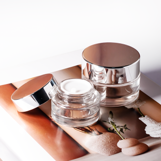 Botol Krim Transparan 20ml, 30ml, 40ml, Wadah Krim Mata dan Wajah, Tutup Perak Buram