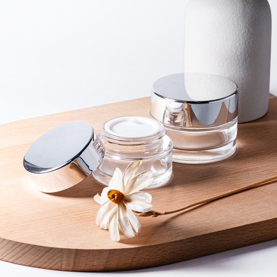 Flacone di crema trasparente da 20 ml, 30 ml e 40 ml, contenitori per crema viso e occhi, barattolo con tappo in argento satinato