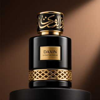 Individuell gestalteter Herrenparfümflakon im arabischen Stil mit goldenem Verschluss, erhältlich in den Größen 30 ml, 50 ml und 100 ml, mit Ihrem persönlichen Logo