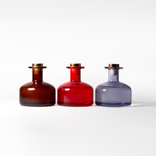 270ml Botol Penyegar Udara Bulat Kosong Tersuai Aroma Reed Diffuser Botol Kaca dengan Kayu