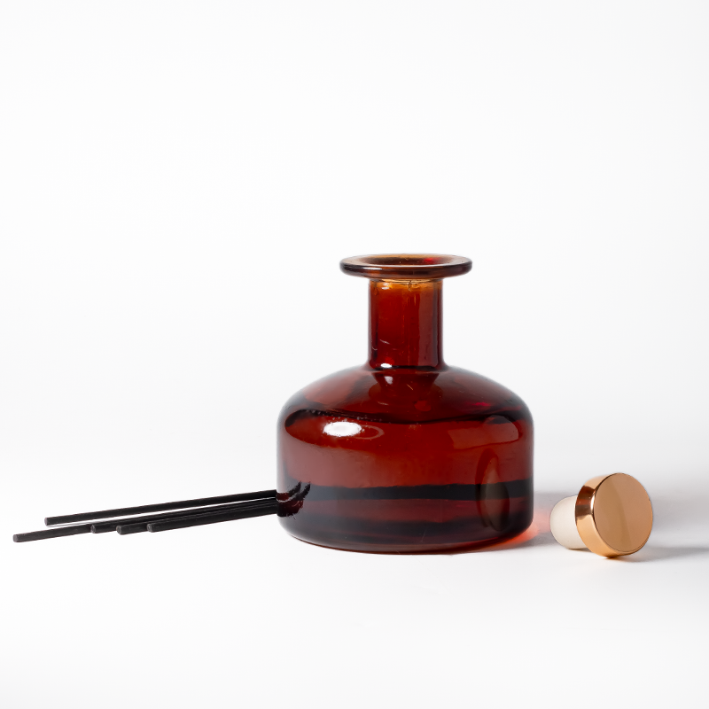 Botol Penyegar Udara Bulat Kosmetik 270ml Botol Kaca Penyebar Aroma Reed dengan Batang