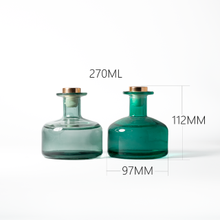 270ml Botol Penyegar Udara Bulat Kosong Tersuai Aroma Reed Diffuser Botol Kaca dengan Kayu