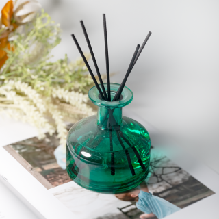 270ml Botol Penyegar Udara Bulat Kosong Tersuai Aroma Reed Diffuser Botol Kaca dengan Kayu
