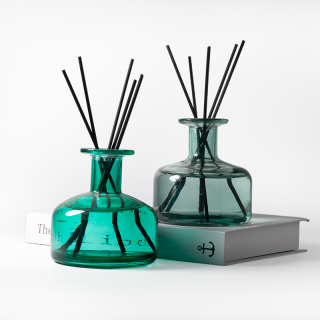 270ml Botol Penyegar Udara Bulat Kosong Tersuai Aroma Reed Diffuser Botol Kaca dengan Kayu