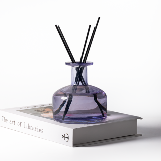 270ml Botol Penyegar Udara Bulat Kosong Tersuai Aroma Reed Diffuser Botol Kaca dengan Kayu