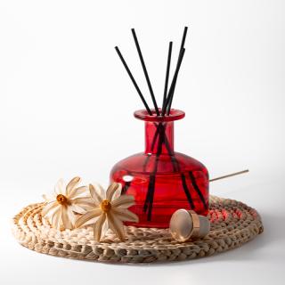 270ml Botol Penyegar Udara Bulat Kosong Tersuai Aroma Reed Diffuser Botol Kaca dengan Kayu