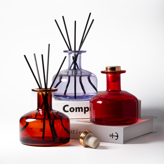 270ml Botol Penyegar Udara Bulat Kosong Tersuai Aroma Reed Diffuser Botol Kaca dengan Kayu