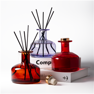 270ml Botol Penyegar Udara Bulat Kosong Tersuai Aroma Reed Diffuser Botol Kaca dengan Kayu