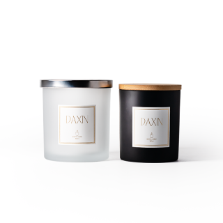 Luxury Cylinder Empty Black White Frosted Glass Candle Container Candle Holders Lanterns and Candle Jars