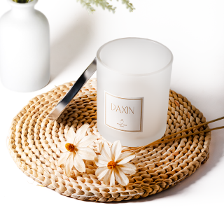 Luxury Cylinder Empty Black White Frosted Glass Candle Container Candle Holders Lanterns and Candle Jars