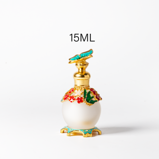 蝴蝶图案奢华金属玻璃瓶 15ml 25ml 阿拉伯精油香水瓶
