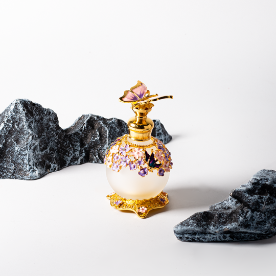 Botol Kaca Metalik Mewah Motif Kupu-kupu 15ml dan 25ml Botol Parfum Minyak Arab