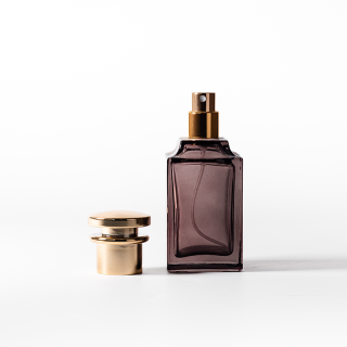 Luxury Square Crimp 50ml Green Purple Brown Perfume Bottle with Drawer Box and Handbag