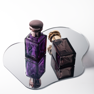 Luxury Square Crimp 50ml Green Purple Brown Perfume Bottle with Drawer Box and Handbag
