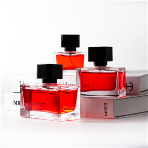 زجاجة عطر مستطيلة قابلة لإعادة التعبئة سعة 50 مل، شفافة مع غطاء مربع أسود ومضخة