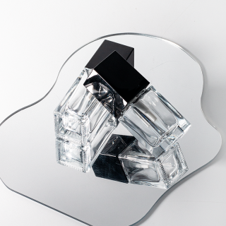 Elegant Square 25ml 50ml Foundation Bottles with Black Caps for False Eyelashes Frost Surface