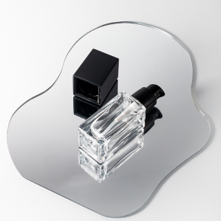 Elegant Square 25ml 50ml Foundation Bottles with Black Caps for False Eyelashes Frost Surface