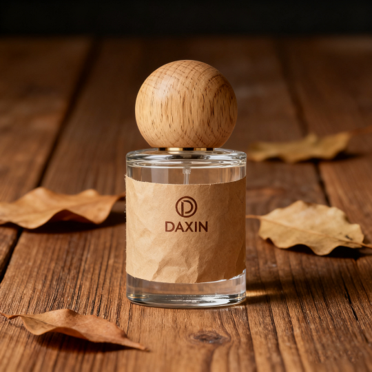 Personalisierte, elegante, leere Parfümflakons mit Holzverschluss und Lederaufkleber, 30 ml, 50 ml, 100 ml