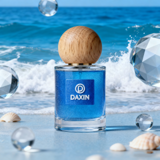 Flacons de parfum vides élégants pour femme, en forme de cylindre, avec autocollant en cuir personnalisé et bouchon en bois, disponibles en 30 ml, 50 ml et 100 ml.